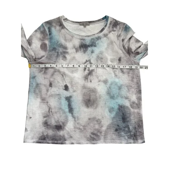 Lisa Todd Long Sleeve Soft Top Blue Gray White Cotton Womens Size S - Picture 5 of 8